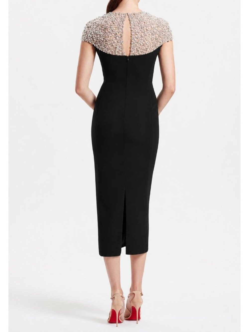 NWT $3465 Jenny Packham Olivia Embellsihed Tulle Crepe Cady Dress Black Size 2 - Picture 2 of 6